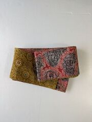 三橋工房・半幅帯「糸牡丹×七宝柄」